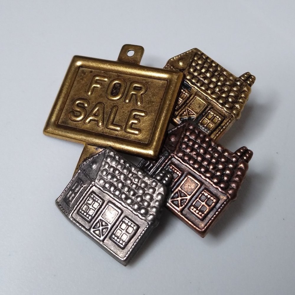 Unique Vintage Thin Metal For Sale Sign Brooch